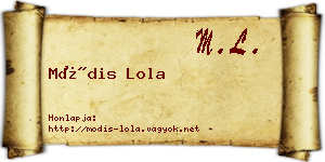 Módis Lola névjegykártya